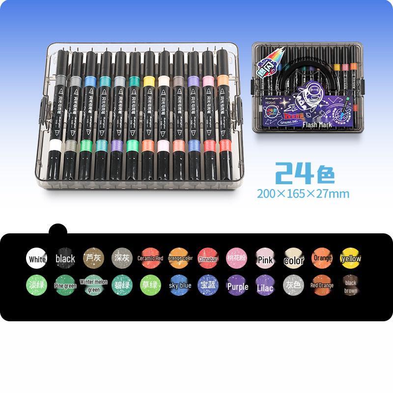 72-Color Dual-Tip Dual-Color Stackable Glitter Marker Set for Kids  Art and Journals, Soft Acrylic Tips.