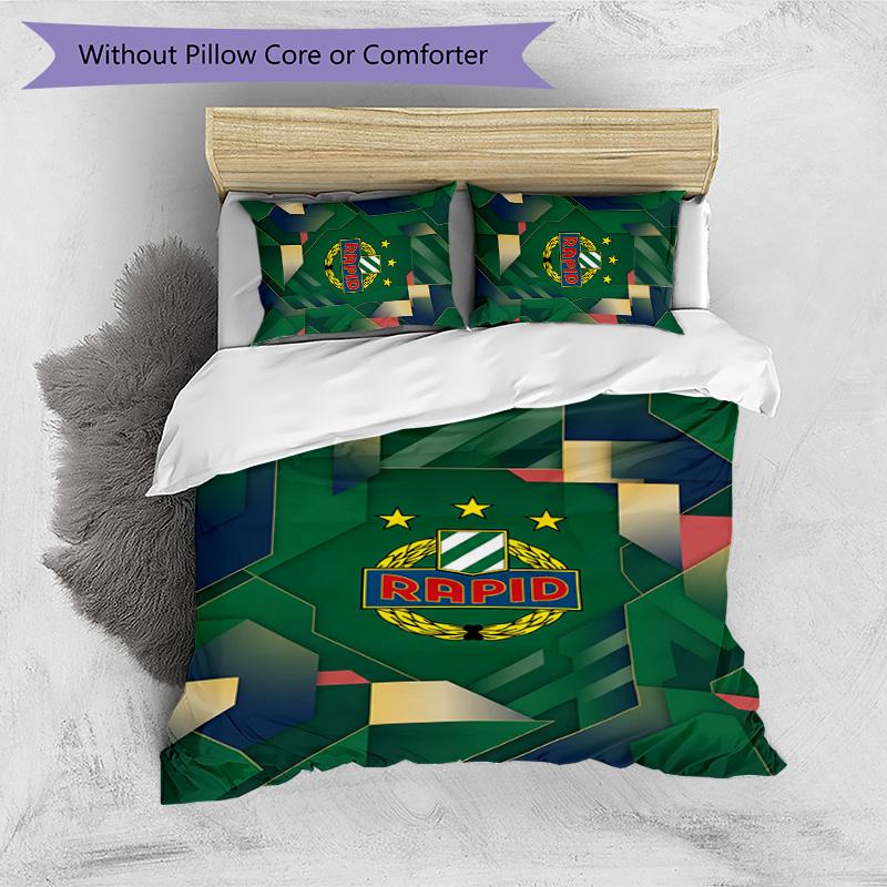 Rapid Wien FC Printed 3PCS Bedding Set Breathable Duvet Cover with Pillowcases Decorative Bed Linen for Bedroom Home