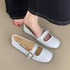 Fashion IPPEUM Mary Janes Shoes Black Women Ballet Flats Silver Buckle PU Leather Ballerinas Zapatos Mujer