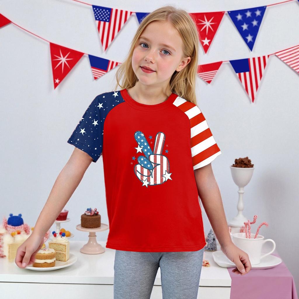 Tops For Youth Kids Boy And Girls 2-10 Years Round Neck Short Sleeve Trendy Tops