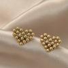 French personality trend niche peach heart stud earrings commuter versatile titanium steel earrings female niche