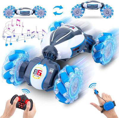 Gesture RC Car Hand Controlled Stunt Car para meninos e meninas de 6 a 12 anos, 4WD 2,4 GHz Controle remoto Gesture Sensor Toy Cars Drift Twist Car com música leve
