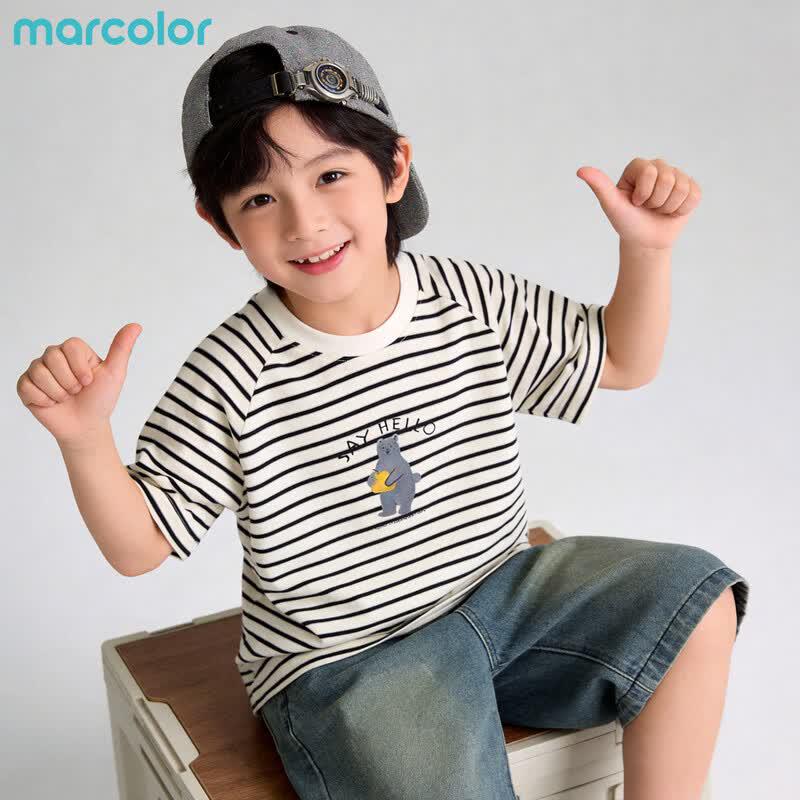 Macalor Boys Striped Cartoon Breathable T-Shirt 120 чёрный