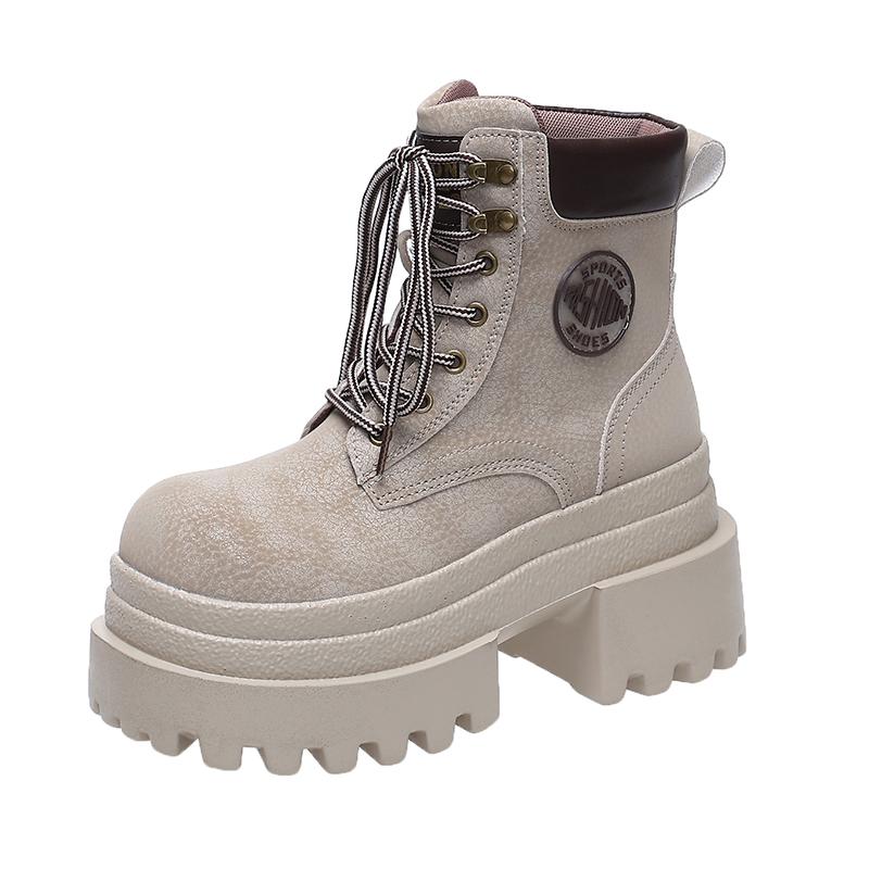 New 2025 Women's Ankle Boots Autumn Winter Punk Shoes High Platform Retro Chunky Boots Casual Leather Short Boots Bota Mujer 9CM