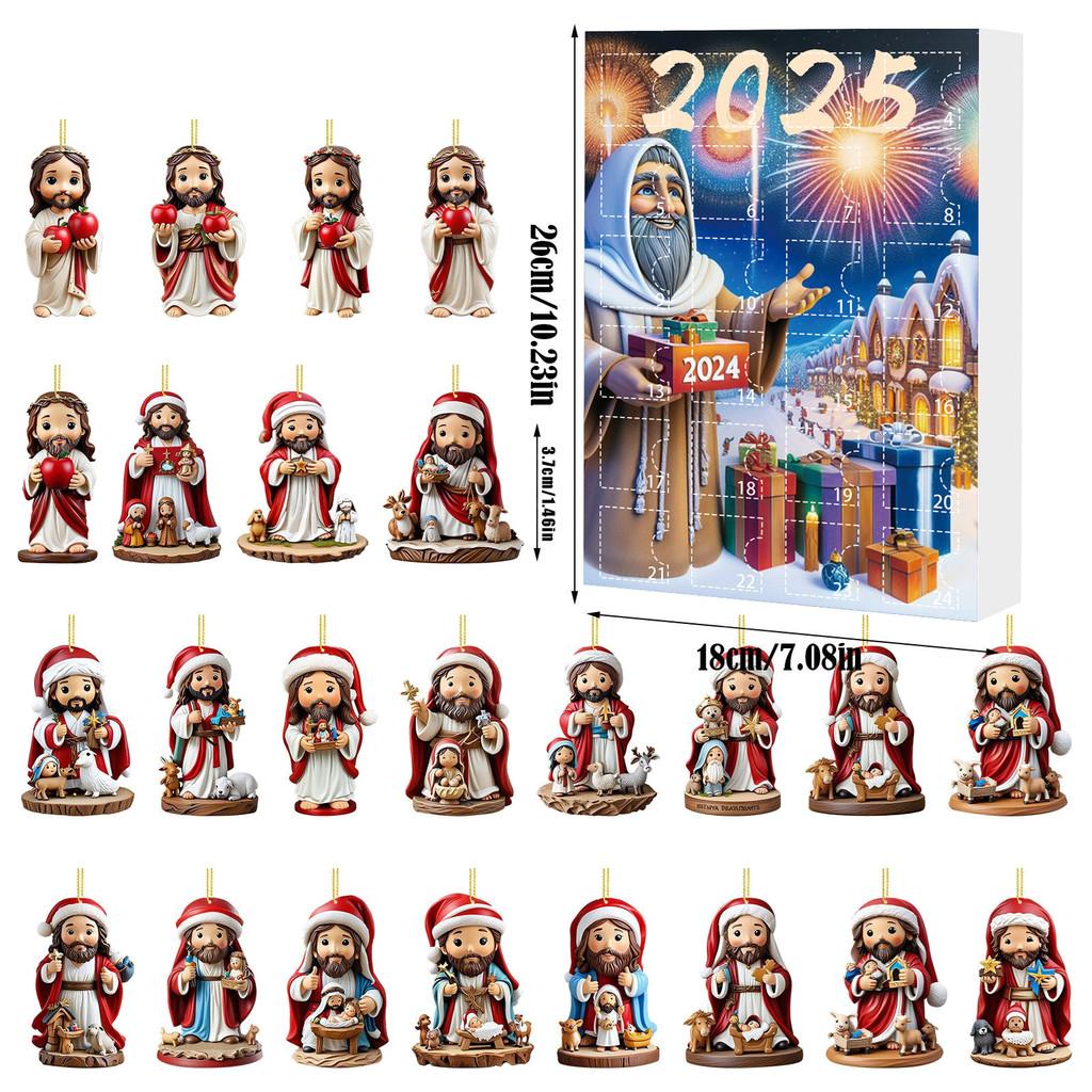 Christmas Countdown Calendar Box With Santa Claus Acrylic Assembled Decor For Holiday Gift Giving