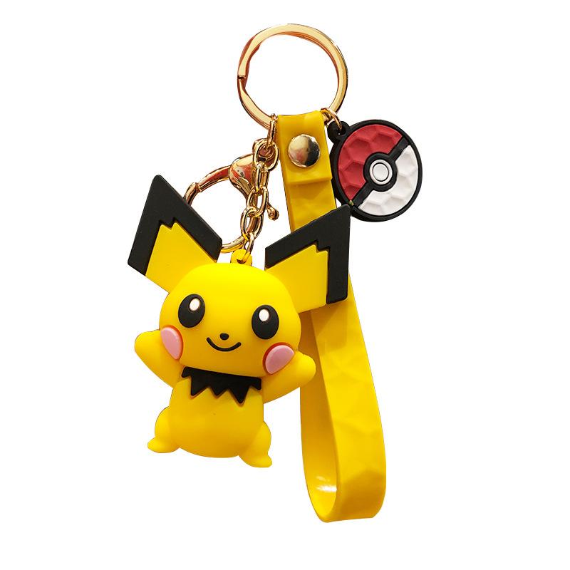 Silicone Keychains Pikachu Charmander Snorlax Bag Charms Anime Backpack Pendants Decor Accessories Kids Toys