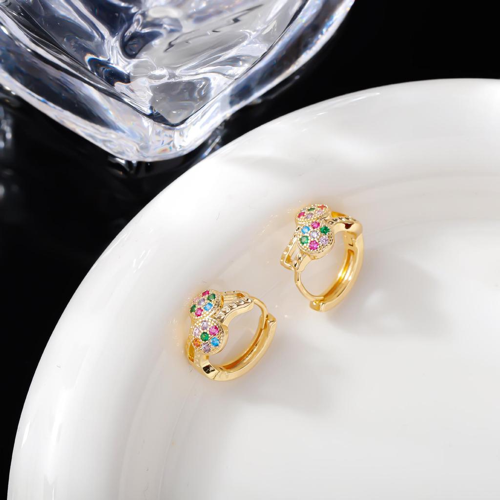 Colorful Zirconia Ear Cuff & Round Stud Earrings for Women