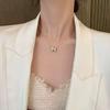 Gold Plated Copper H Letter Shiny Zircon Clavicle Necklace For Women