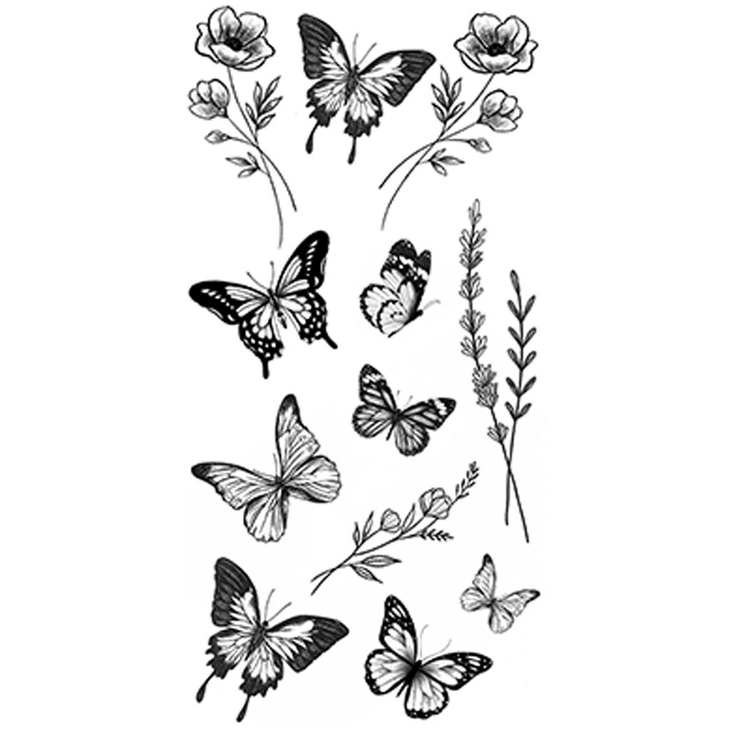 Simple Personality Spice Girl Three-Dimensional Butterfly Flower Wicker Collarbone Arm Tattoo Sticker
