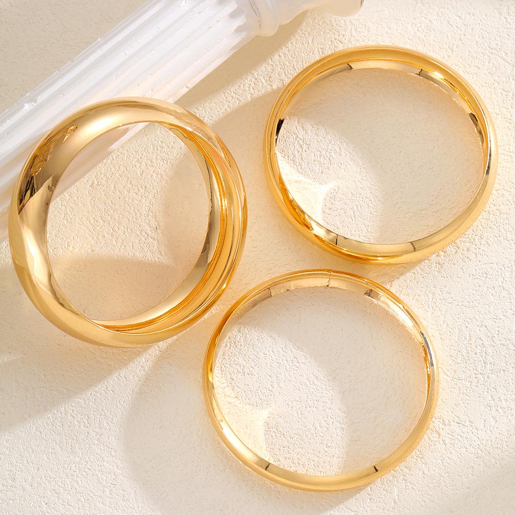 3 Stuks Vintage Dikke Brede Armbanden Set voor Vrouwen Punk Eenvoudig Gouden Kleur Geometrische Manchet Armbanden Trendy Feest Hip Hop Sieraden Nieuw