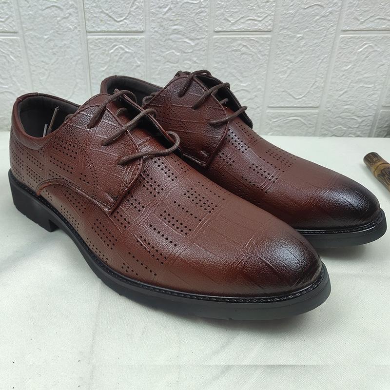 

Leather shoes men s new business dress leather casual summer breathable men s British Korean version pointed groom wedding shoes 45