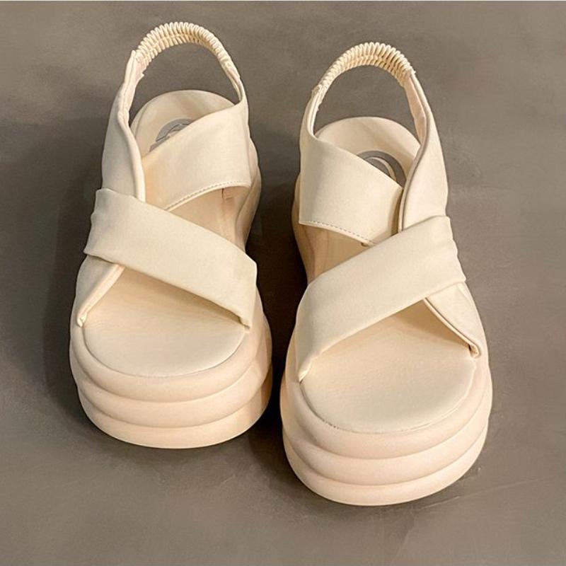 

Женские пляжные сандалии с неглубоким носком, роскошный летний костюм с крестообразным узором, женская бежевая женская обувь с открытым носком, удобные черные сабо на каблуке 39 бежевый