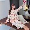 Autumn New Cute Cartoon Pajamas Women's Long-sleeved Trousers Ice and Snow Silk Cherry Kitten Loungewear Korean Can Be Worn Outside
