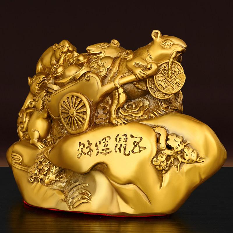 Brass Zodiac Rat Figurine The Fifth Rat of The Zodiac Bringing Wealth and Prosperity Home Office Desks Decor