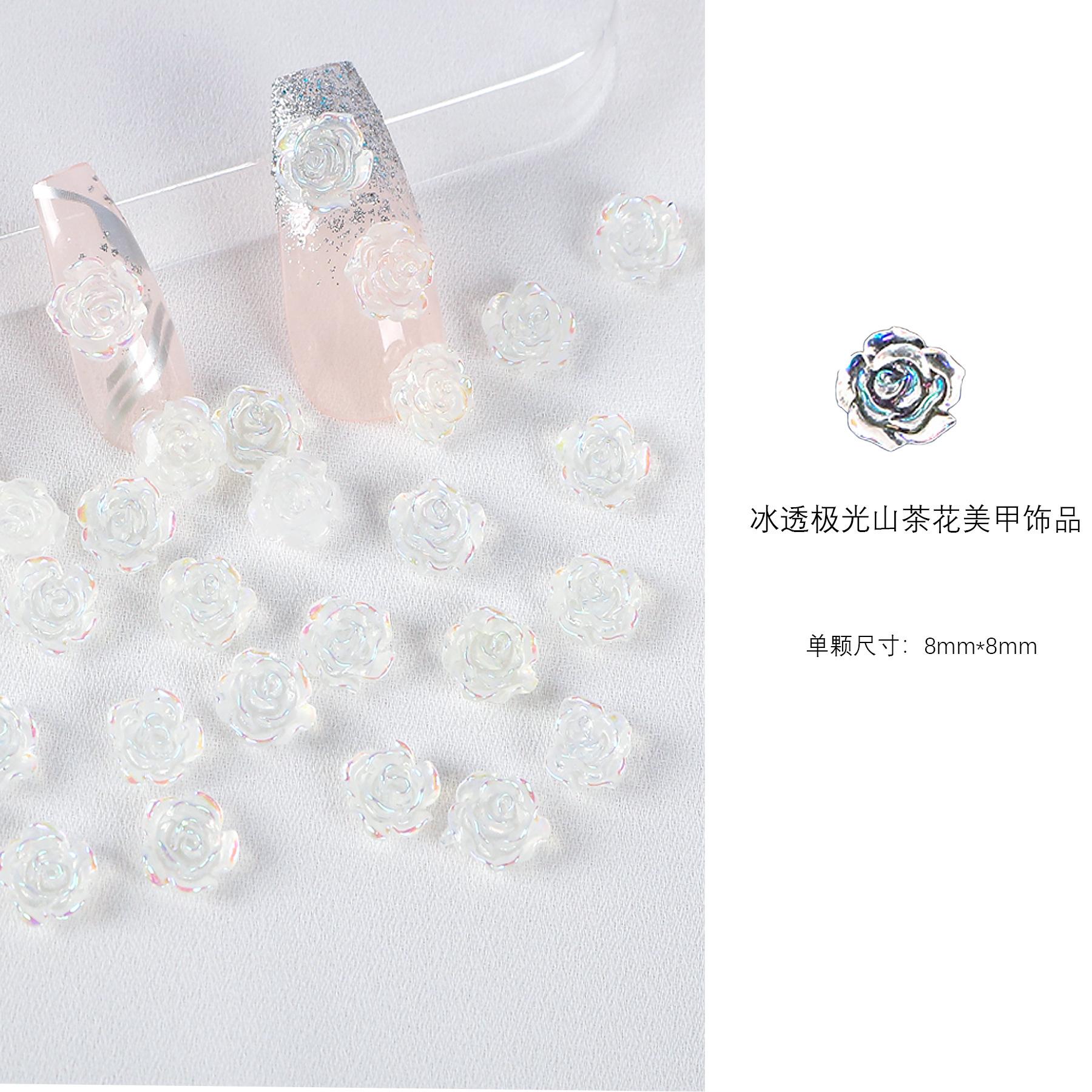 

30 Aurora Camellia Nail Art Jewelry Symphony Resin Internet Celebrity Transparent Rose Трехмерные аксессуары для ногтей 30 pcs, a pack