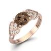 1.11 Ctw Round Smoky Quartz 925 Sterling Silver Rose Vermeil Solitaire Bridal Vine Leaf Women Ring