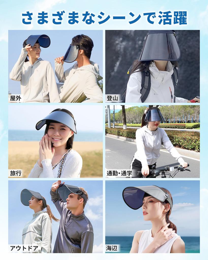 GOKEI Polarized Face Wide Polarized Sun Visor for UV UPF Sun Sun Face Visor with Arm UV Sun Sun Cap for Blue Visor, Brim, Long, Women, Protection,
