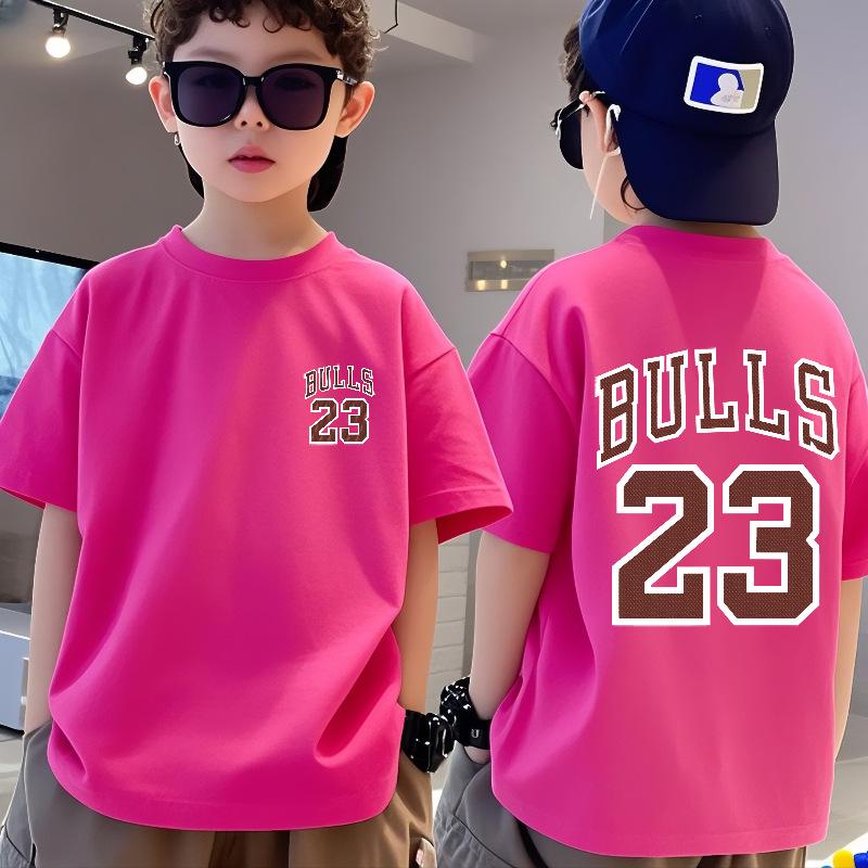 Boys' Summer Casual 100% Cotton Short Sleeve Crew Neck T-shirt