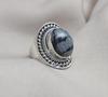 Snowflake Obsidian 925 Sterling Silver Ring: Handmade Boho Statement Jewelry