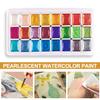 1 pudełko 1 ml farba akwarelowa metaliczny brokat pigment akwarelowy przenośne, żywe pudełko na stałą farbę dla artystów