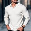 Men's Long Sleeve Knit Shirt with Collar for Spring and Fall