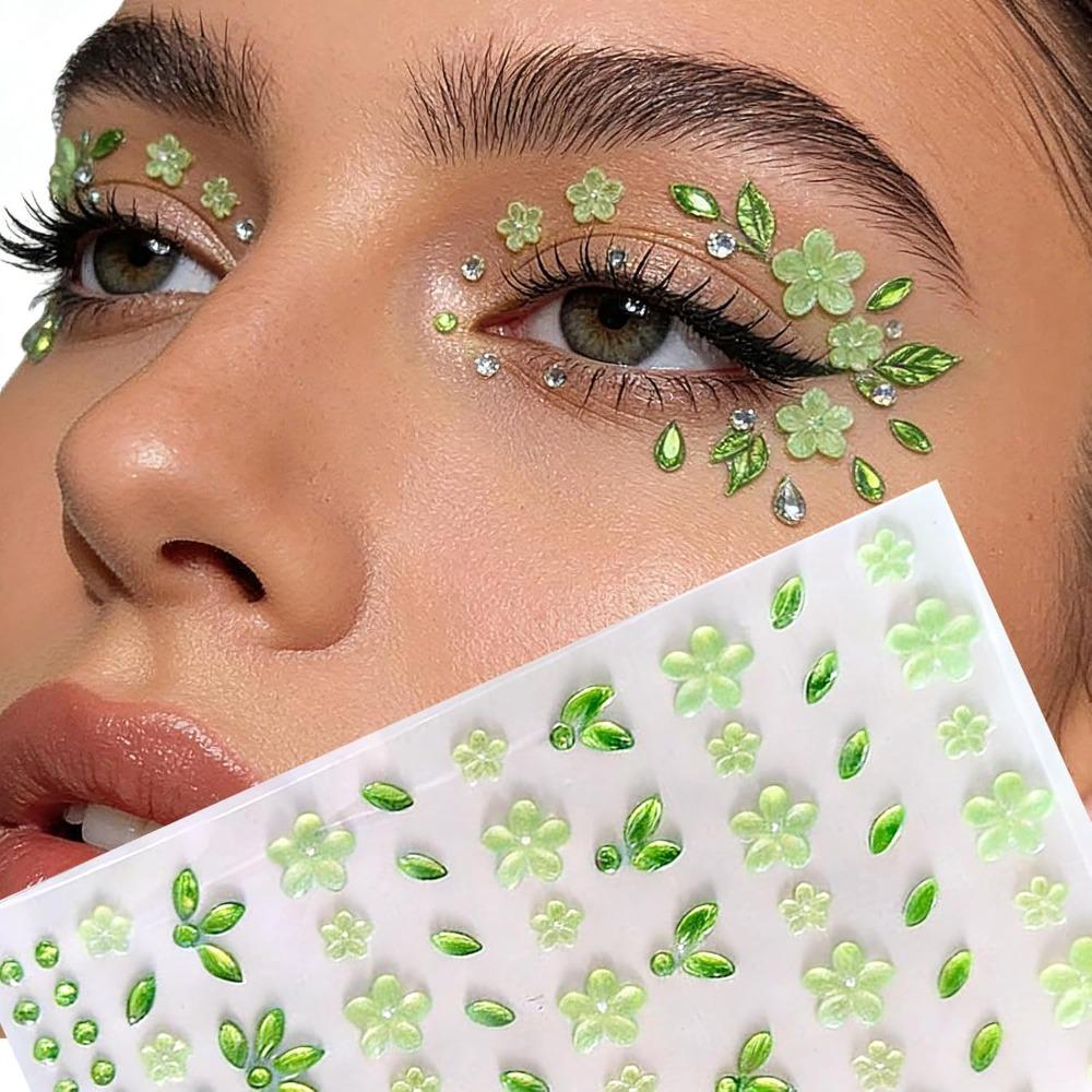 Self-Adhesive Rhinestones Face Gems Sticker Flower Makeup Decoration  for women and girls