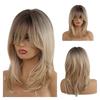 Cross-border Hot-selling Gradient Golden Eight-character Bangs High Temperature Wire Rose Net Headgear Machine Made Wig
