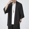 Vêtements de Protection Solaire Homme Printemps Été Kimonos Japonais Chemises Décontractées Maille Ouverte Légère Uni Manches Trois Quarts Amples Chemises de Couple M-5XL