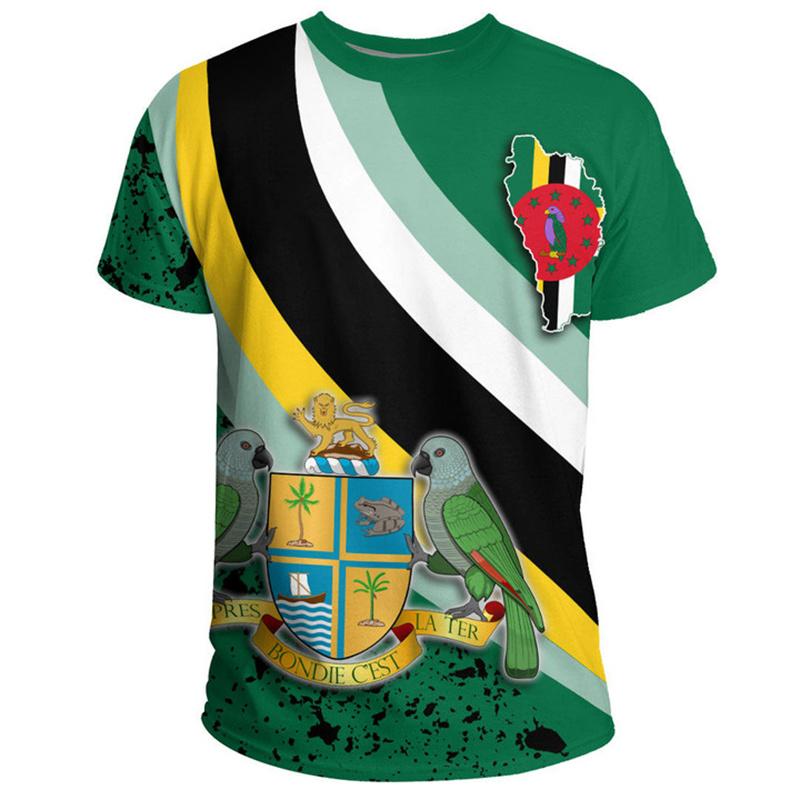 Dominica Coat Of Arms 3D Printing T Shirt The Commonwealth Of Dominica Flag Map Graphic Tee Shirts Casual Mens Clothing T-shirts