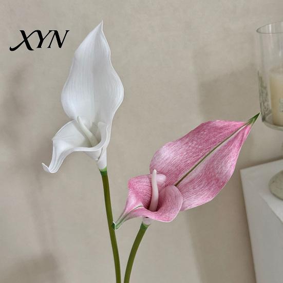 EVA Material Flowers Artificial Calla Lily Flowers, Flexible Branches Realistic Faux Flower, Soft Touch Fake Lilies for Home Wedding Decor Single Stem