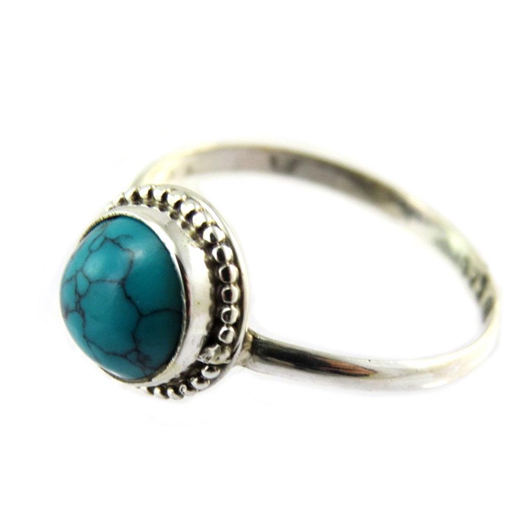Silver Ring 'Charmes' Turquoise - 9 Mm
