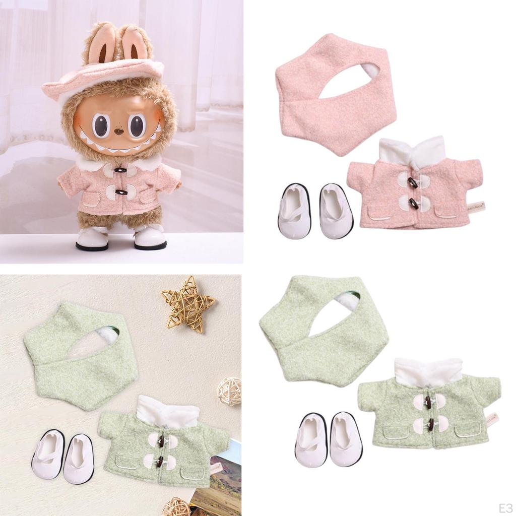 Stuffed Doll Coat Headwear and Shoes DIY Photo Props Costumes for 38cm Dolls Pink