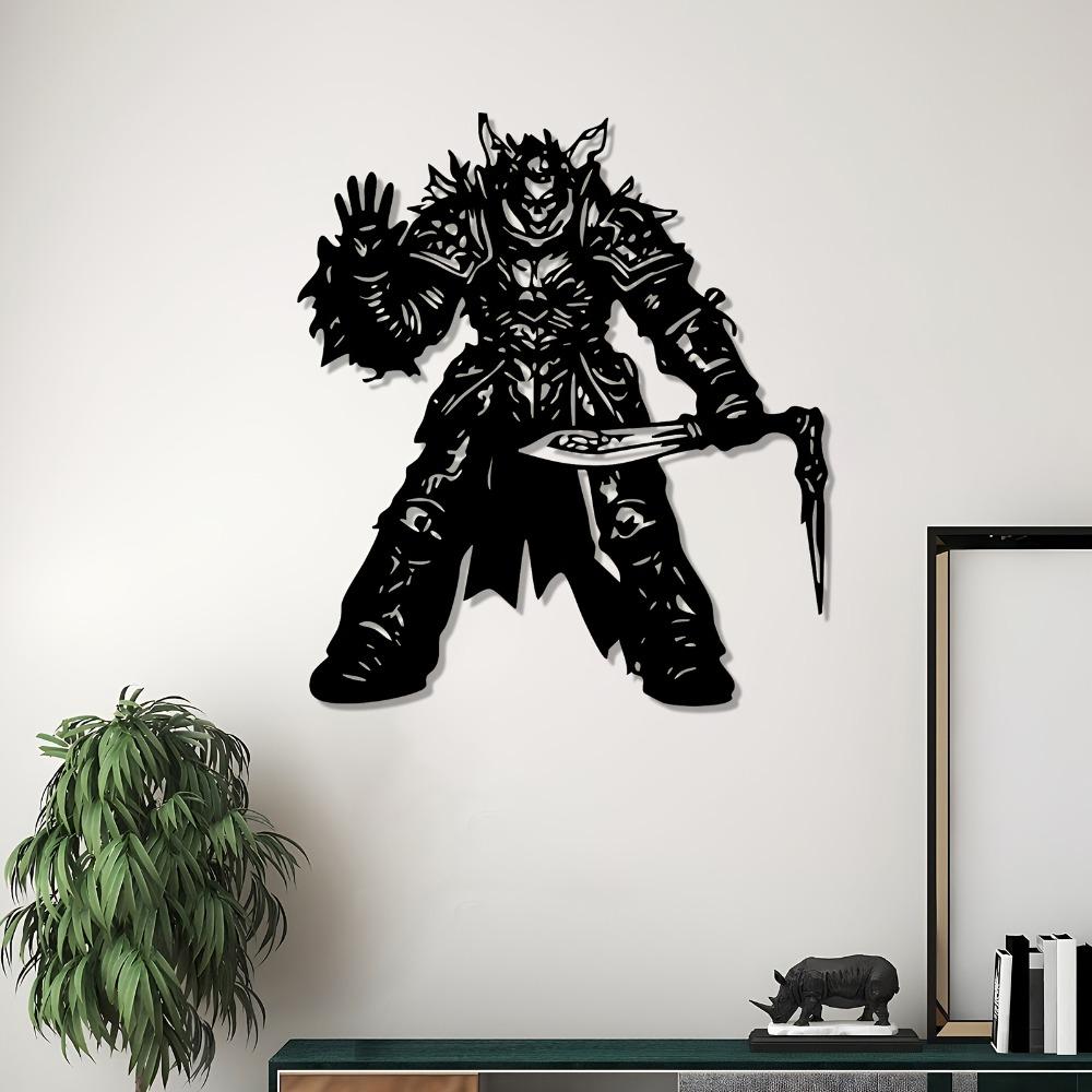 Warrior Iron Wall Art Medieval Sculpture Rust Resistant Home Garden Fence Decor Fantasy Gift for Fans 1pc