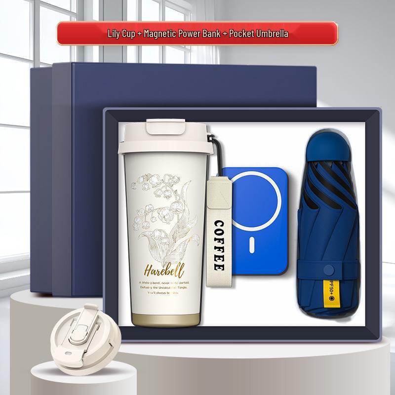 High-End Souvenir Gift Set: Custom Logo Coffee Mug & Power Bank