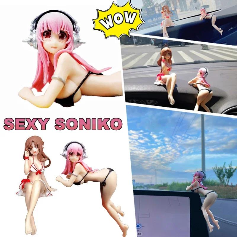 Kawaii Car Ornaments Sexy Suupaa Soniko Bunny Girl Girls Anime Statue Car Dashboard Sexy Doll Figurine Car Decorations High Quality