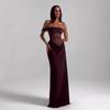 2025 Off-Shoulder Lace Strapless High-Waist Hollow Long Solid Dress