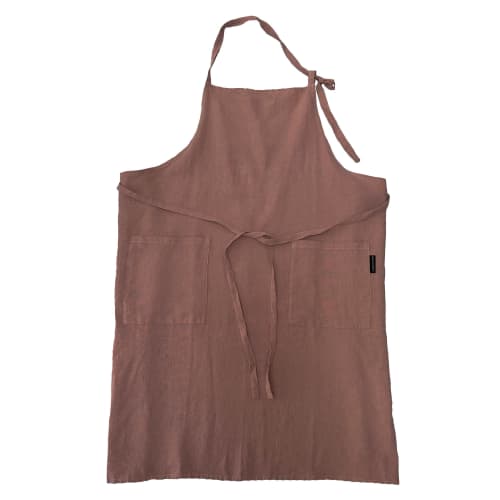 ELLEN & RANUN Linen Apron, Solid Color, 100% Linen, Cafe Style, Long Apron, Covers Your Bottom, Pocket, Neck Strap, Simple and Stylish, Unisex, Garden