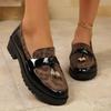 Elegant Metal Pendant Trendy Fashion Colorful Flannel Loafers.