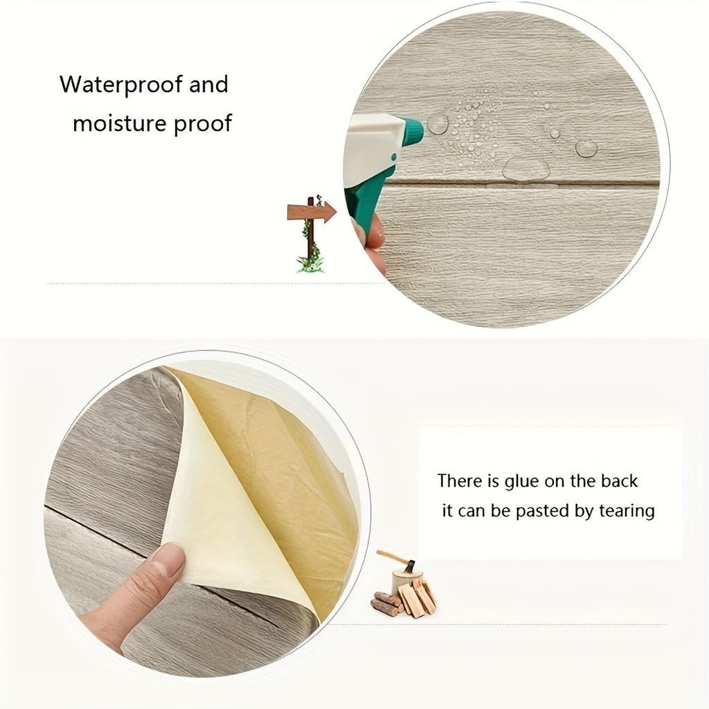 20 Pcs 3D Wood Grain Self-Adhesive PVC Wall Sticker  Waterproof  Stain Resistant  Washable  Collision Resistant Waterproof and Moisture-proof