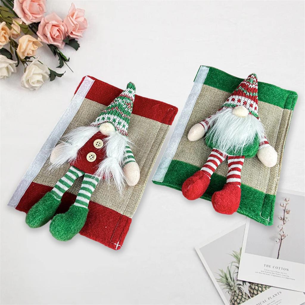 Set of 2 Festive Santa Claus Refrigerator Door Handle Covers - Cute Christmas Decorations for Kitchen Appliance