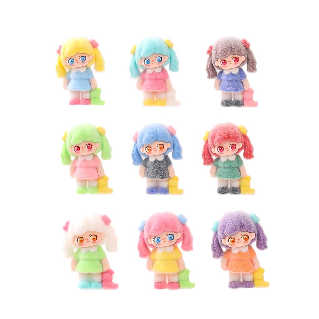9pcsSet Baby Girls Figure Toy Double Horse Tail Girls Figurine Desktop Decoration Model Ornaments Toys