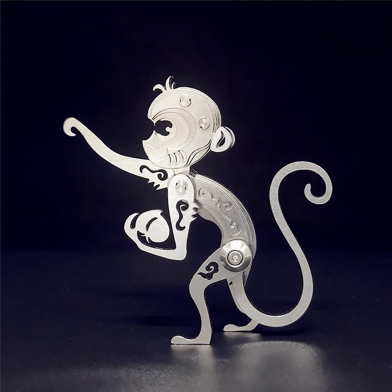 3D Puzzle Cartoon Monkey Metal Model Building Kits for Adults Mechanical Animals Zodiac Monkey Jigsaw DIY Assembly Gift