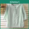 Classic Womens Cotton Linen Tunic With Vintage Flax And Loose Sleeve Design
