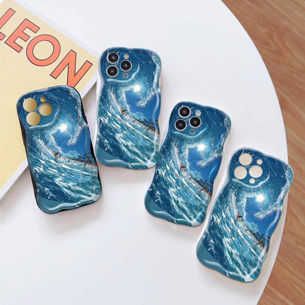 Roztomilý kreslený vzor s krémovou texturou Pouzdro s vlnitým okrajem, měkký silikonový kryt, pouzdro na telefon OPPO Reno Realme