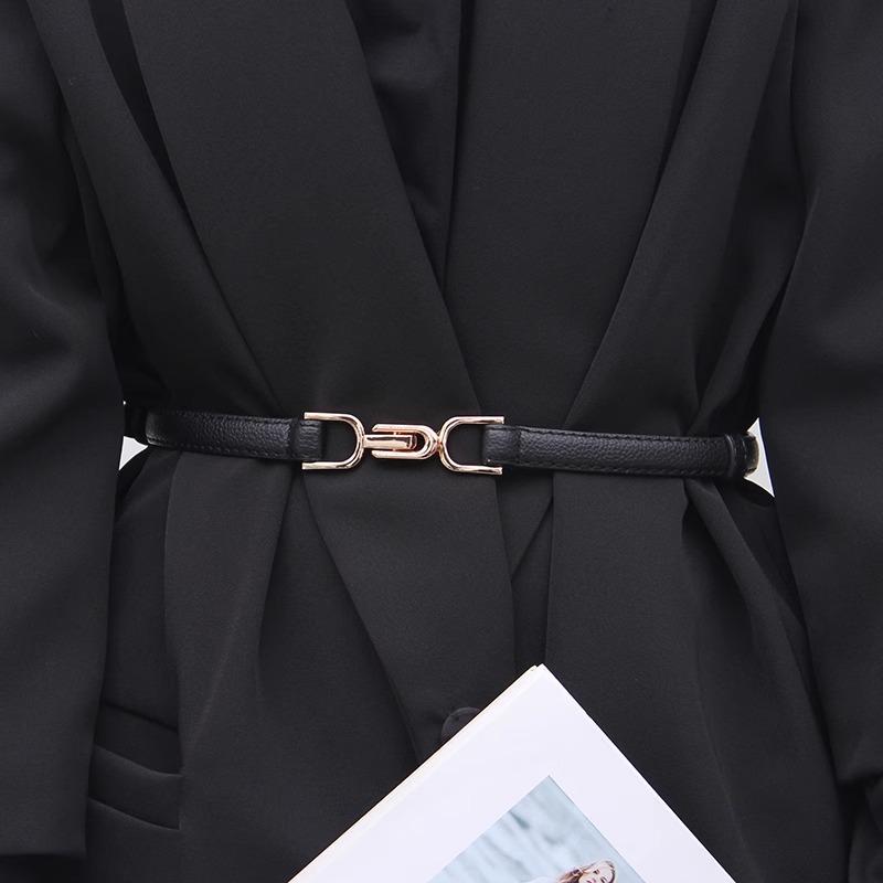 Fashionable Skinny PU Leather Alloy Buckle Custom Design Thin Skinny Faux Leather Belt For Jeans Dress