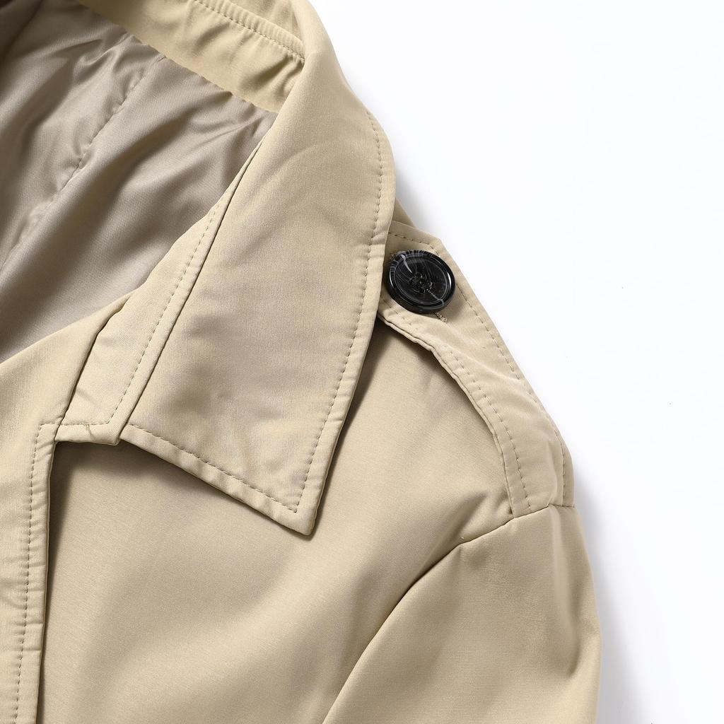 Allthemen Trench Spring Tailored Stand Collar Slim Business Plus Sizes Men's Coat, Coat, Jacket, Coat, Mid-Length, Above-the-Knee, Double-Breasted,