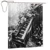 Abstract Piano Keys With Musical Notes Shower Curtain Bathroom Polyester Waterproof Bath Curtains With Hooks