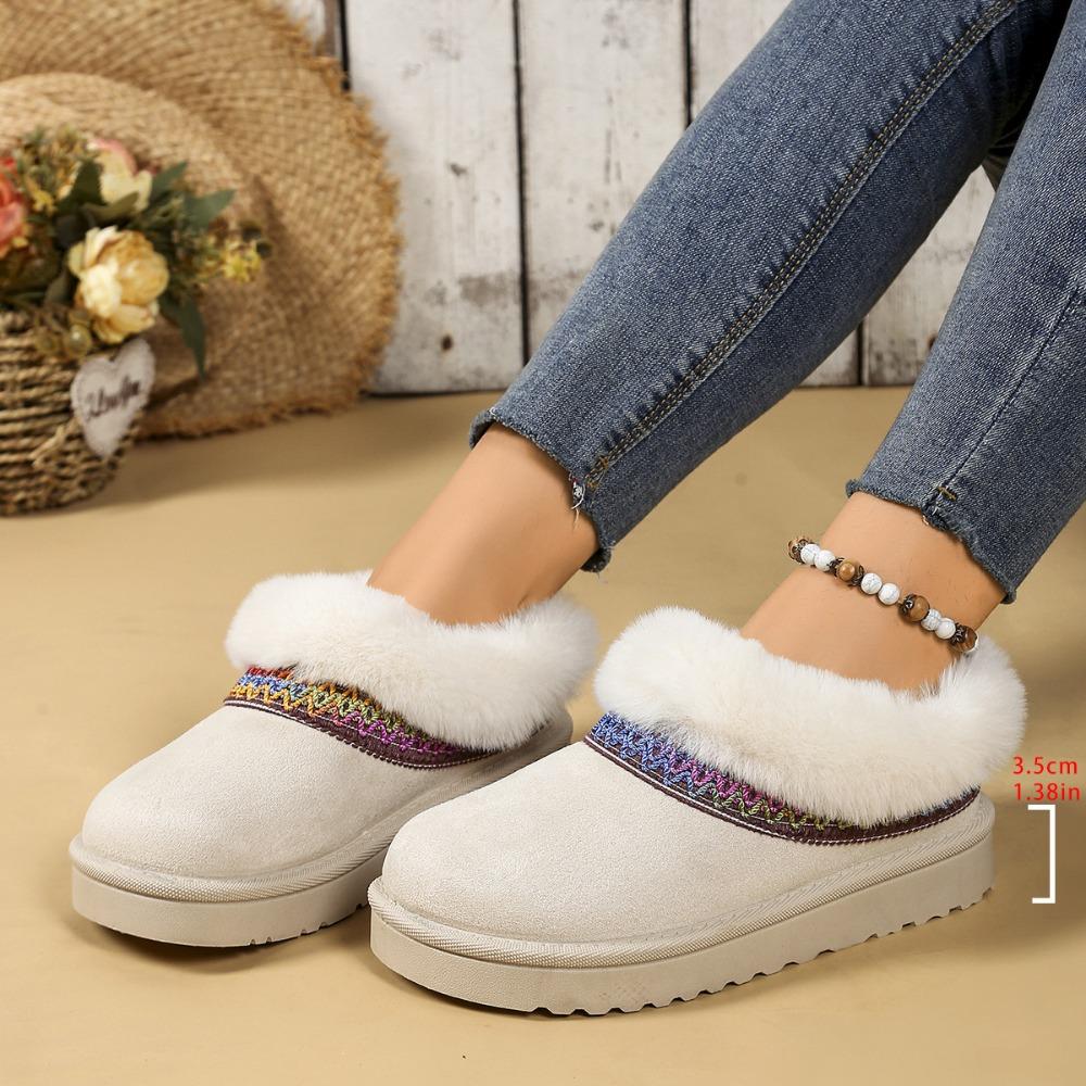 Autumn/Winter New Snow Boots - Suede Versatile Warm Fleece Ethnic Style Comfortable Furry Cotton Shoes
