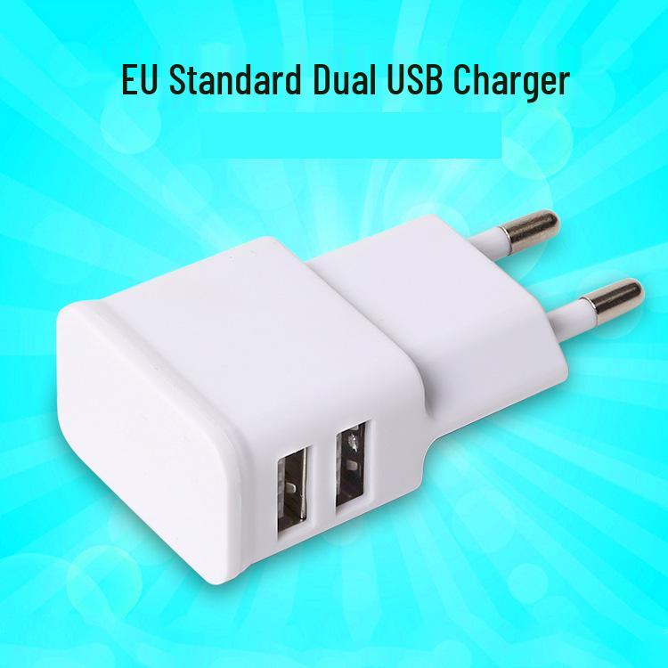 EU Dual-Port 5V 1A USB Mobile Charger, European Round Head, 5W
