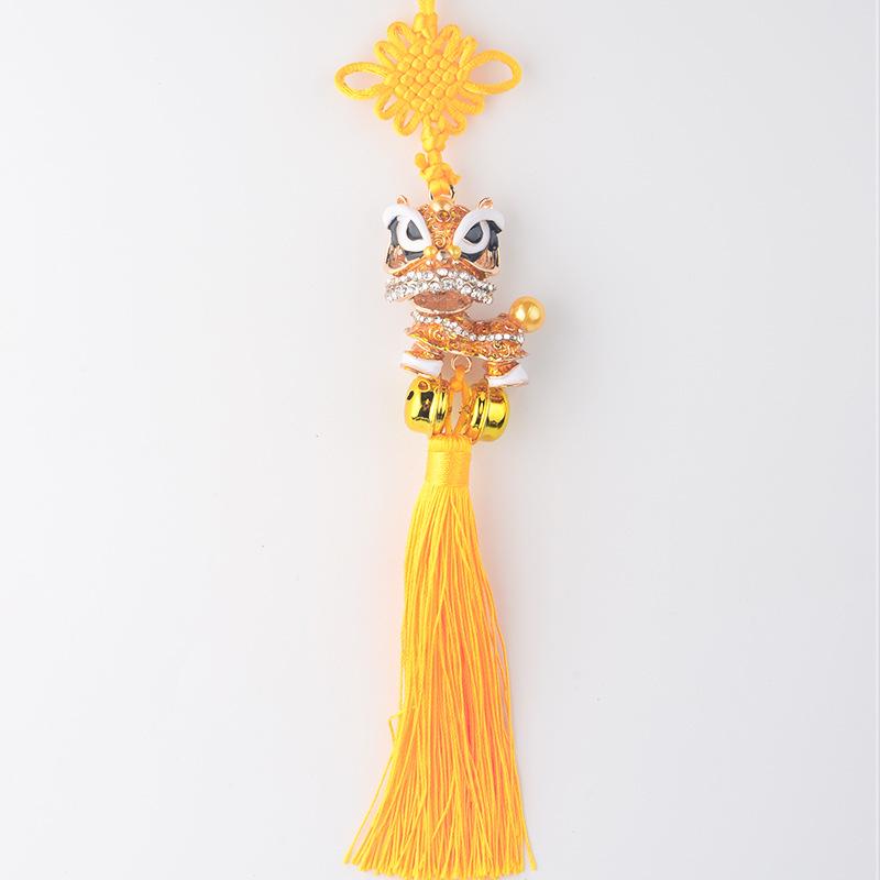 Lion Dance Car Pendant Ornament - Peace Amulet with Hanging Tassel